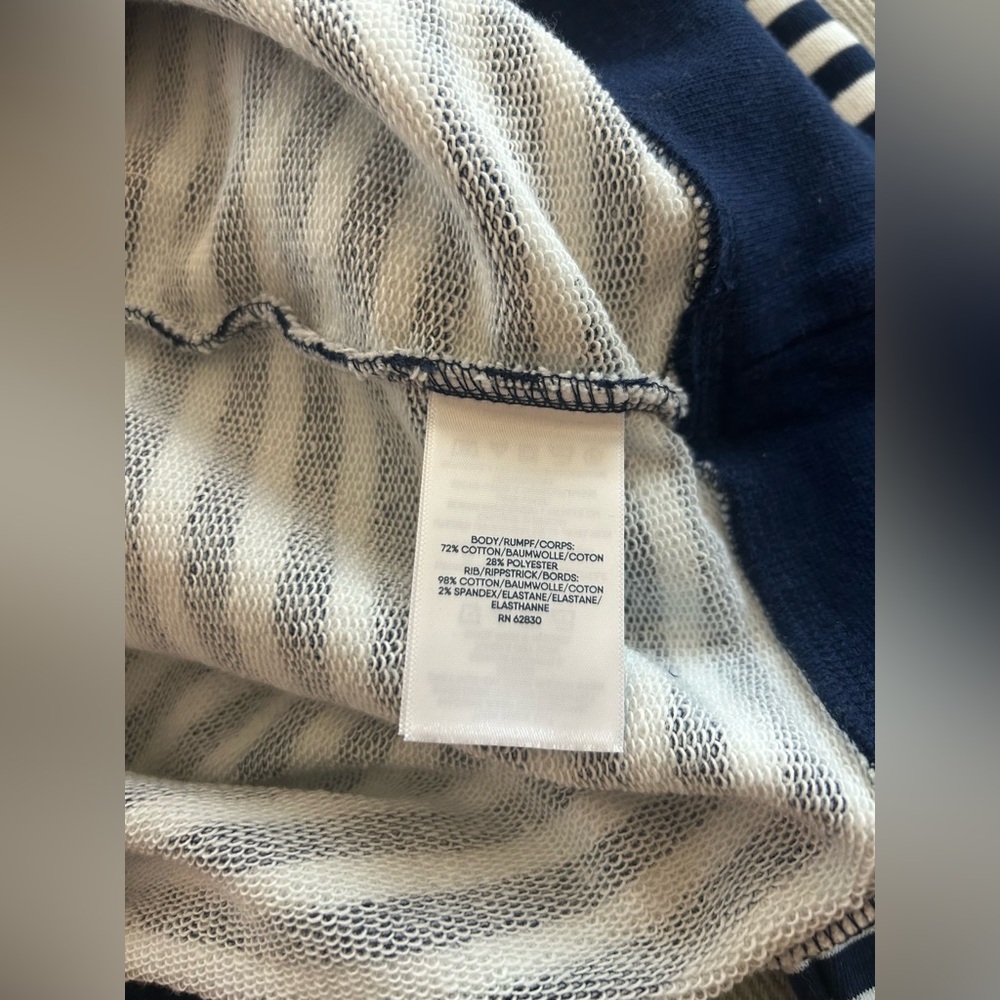 Lands End Serious Sweats Nautical Blue & White Mens Sweatshirt Sz M/T - Picture 6 of 9
